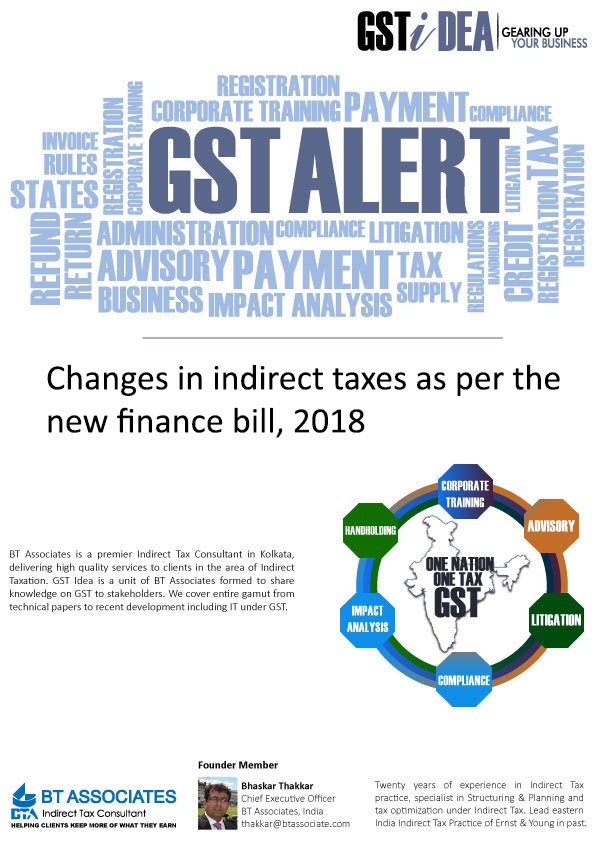 Changes in indirect taxes as per the new finance bill, 2018