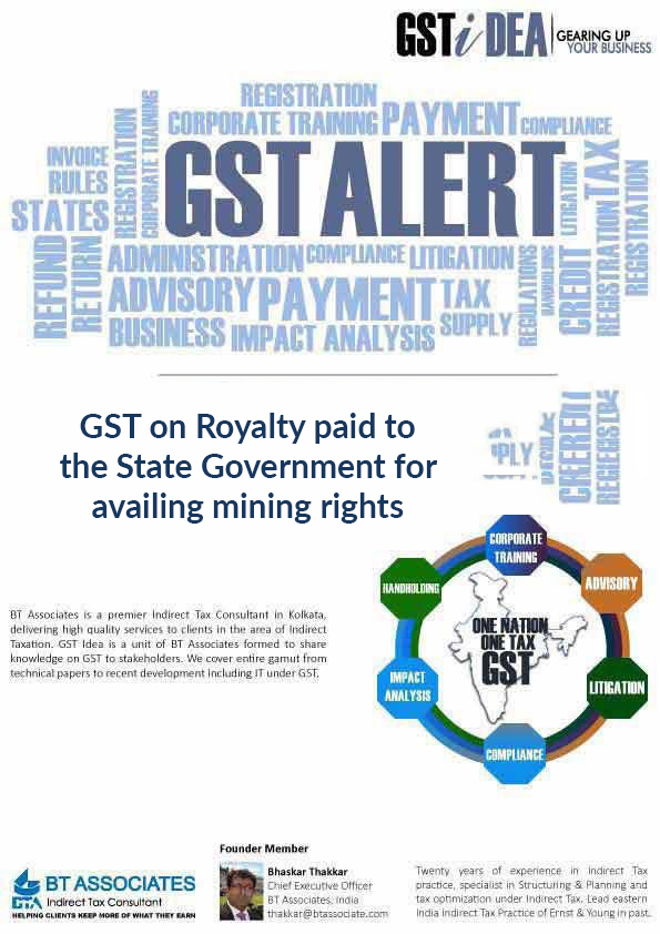 GST on Royalty paid to the State Government for availing mining rights
