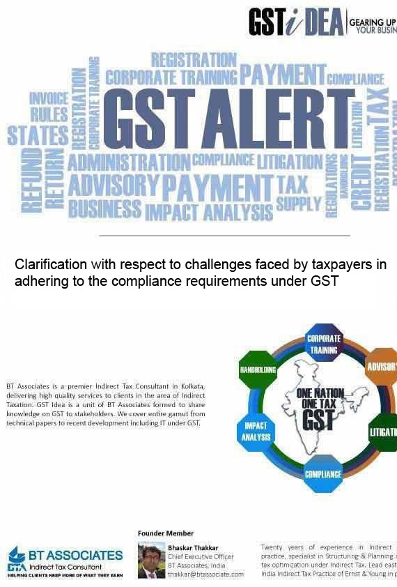 

Clarification with respect to challenges faced by taxpayers in adhering to the compliance requirements under GST

     
